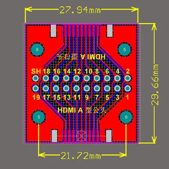 1-5 adet HDMI Uyumlu Erkek Dişi Test Kartı MİNİ Konnektör PCB 2.54 mm pitch 19pin DP HD A Dişi Erkek adaptör panosu