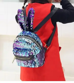 1 adet / grup kore tarzı çocuk güzel sırt çantası kız tavşan pullu moda küçük sırt çantası