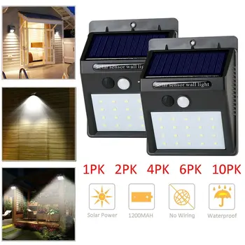 20 LED güneş enerjili hareket sensörü sensör ışıkları Su Geçirmez Açık Güneş Işığı Güneş Enerjili sokak Duvar Lambası Bahçe Dekorasyon İçin Toptan