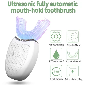 2022 Yeni Otomatik Sonic Elektrikli Diş Fırçası USB Şarj Edilebilir 360 Derece Silikon Diş Temizleyici Mavi ışık Beyazlatma Diş