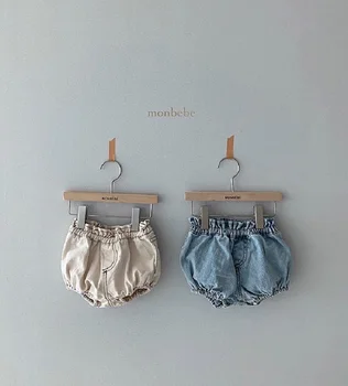 2022 Yenidoğan Bebek Kız Erkek Kot Şort Bebek Yürüyor Katı Renk Butik kot pantolon Rahat Düz Renk Çocuk Kot Bloomers