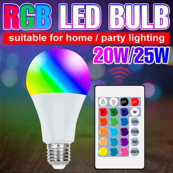 220V Led RGB Lamba E27 Ampul LED Akıllı Lamba 20W Renkli Lampara 25W Kısılabilir Bombilla Led 110V Sihirli Ampul Ev Aydınlatma İçin