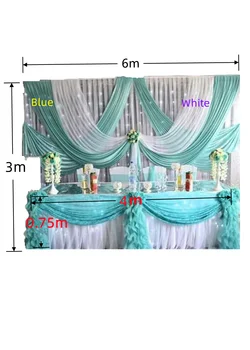 3 m x 6 m Düğün Backdrop Perde 4 m x 0.75 m masa etek Özelleştirilmiş Boyutu