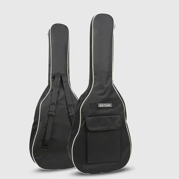 40/41 İnç Çift Sapanlar 5mm Kalın Yastıklı Pamuk Akustik Gitar Çantası 600D Oxford Kumaş Su Geçirmez Gitar Sırt Çantası Taşıma Çantası