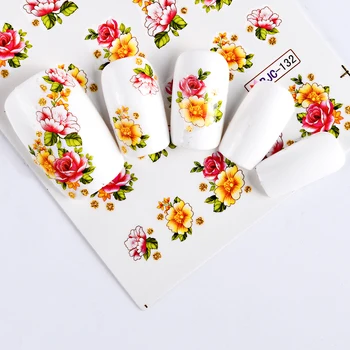 55 Adet 3D Renkli Güzellik Nail Art Etiketler Çivi Çiçek Çıkartmaları Yaratıcı Yapışkanlı Seti DIY Nail Art Dekorasyon Manikür TRBJC55