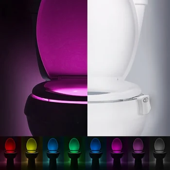 8 Renkler Akıllı PIR Hareket tuvalet sensörü Koltuk Gece Lambası Su Geçirmez Arka Klozet LED Luminaria Lamba WC tuvalet aydınlatması