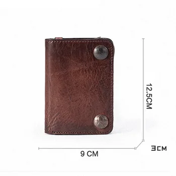 AETOO Sebze tabaklanmış üst katman deri erkek küçük cüzdan retro deri dikey kesit cüzdan fermuarlı çanta sürüş belge