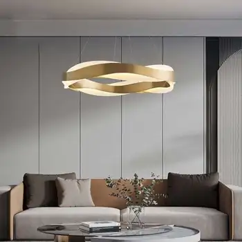 Altın yuvarlak LED kolye ışık Modern oturma odası yatak odası mutfak ada asılı ışık yaratıcı yemek odası dekoratif aydınlatma