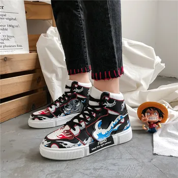 Anime ayakkabı Maymun D. Luffy cosplay Erkekler Kadınlar rahat ayakkabılar Kış Yüksek top Vulkanize kanvas ayakkabılar