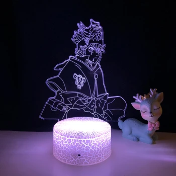 Anime Siyah Yonca 3d Led Lamba Asta Figürü yatak odası dekoru Gece lambası doğum günü hediyesi Odası Masa Lambası Akrilik Led Gece Lambası