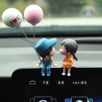 Araba Dekorasyon Sevimli Karikatür Çiftler Aksiyon Figürü Figürleri Balon Süs Oto İç Dashboard Aksesuarları Kızlar İçin Hediyeler