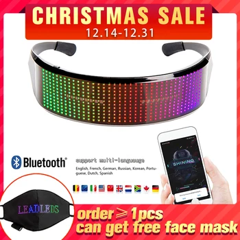 Bluetooth LED Gözlük App Kontrolü Çekici Tam Renkli Büyüleyici Kaydırma Şarj Edilebilir LED ekran Gözlük DJ Müzik Partisi için