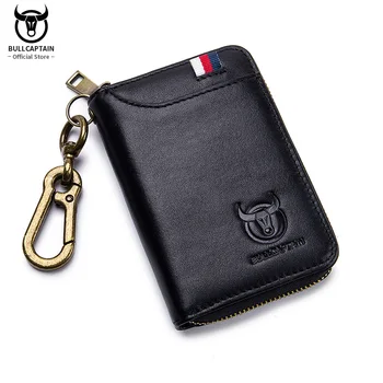 BULLCAPTAIN Deri erkek anahtar çantası Moda Saklama Torbaları araba kılıfı Kompakt mini kart tutucu bozuk para cüzdanı Adam Butler Anahtarlık