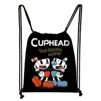 Cuphead Oyunu Mugman Karikatür İpli Çanta Sırt Çantası Günlük Rahat Erkek Kız sırt çantası İpli Çanta