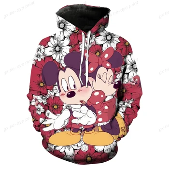 Disney Kadın Harajuku Hoodie Sevimli Mickey Mouse Hoodie Çizgi film Üst Uzun Moda Kapüşonlu Kaç Kıyafet Kol Kazak Hoodie