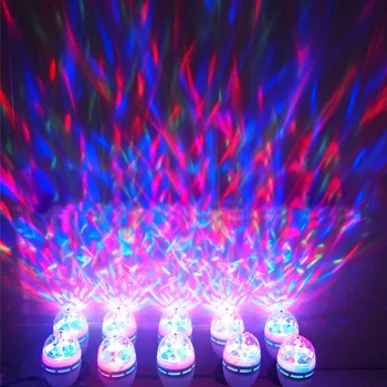 Doğum günü partisi E27 renkli otomatik dönen RGB LED sahne ışık efekti disko lambası kristal sihirli top kulübü ampul DJ AC 85-265V