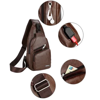 Erkek Crossbody Çanta erkek USB Göğüs Çanta Tasarımcısı askılı çanta Deri omuz çantaları Çapraz Paket 2022 yeni Sırt Çantası Seyahat