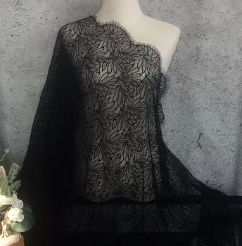 Fabrika Fiyat Fransız Chantilly Dantel Kumaş Parça başına 150x300cm Kirpik Dantel Siyah Bayan Elbise Yapımı Dantel 2021 YENİ