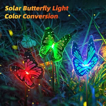 Güneş bahçe lambası Ayçiçeği renkli kelebek ışıkları su geçirmez led ışık açık hava bahçe dekorasyonu Yard çim lambası veranda