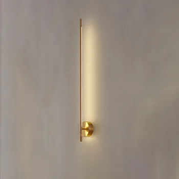 Iskandinav LED Uzun Duvar lambası Yatay Dikey Demir döndür Duvar Lambası ayna ışığı Minimalist Duvar Aplikleri Altın Krom Duvar Lambası