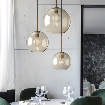 Iskandinav LED Vintage Loft Restoran cam kolye ışıkları ev dekorasyon yemek Cafe Bar avize asılı lamba endüstriyel
