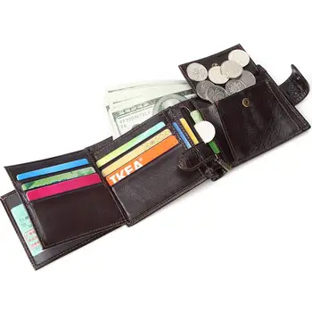 Johnature Erkek Küçük küçük cüzdan 2022 Yeni Rahat Erkek Cüzdan Deri Hakiki Düz Renk Çile bozuk para cüzdanı Cüzdan kart tutucu