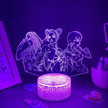 Jojo'nun Tuhaf Macera Anime Figürü Taş Okyanus Jolyne Cujoh 3D Led Lav Lambası Yatak Odası masa süsü Manga Hediye Gece Işıkları JOJO