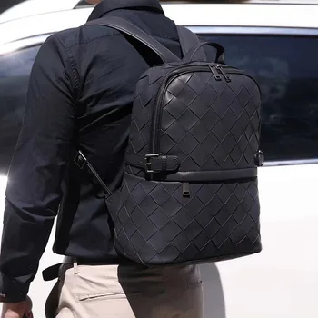 Kaisiludi Yeni Deri Dokuma erkek çantası sırt çantası büyük kapasiteli erkek sırt çantası bilgisayar çantası mumlu deri seyahat çantası okul çantası