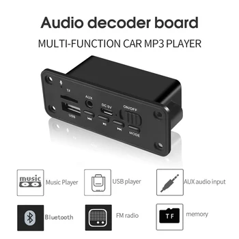 Kebidu MP3 Çalar Dekoder Kurulu 2x3w Hoparlör Araba FM Radyo Modülü 5V Araç Kiti Bluetooth 5.0 TF USB AUX Ses