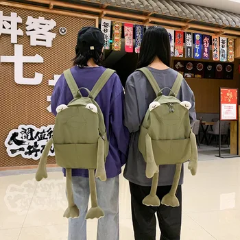 Kişilik Sırt Çantaları Moda Genç Gençlik Unisex Komik Kurbağa Büyük Ağız erkekler için sırt çantası Kız Sevimli Hayvan Çanta Çift Hediyeler