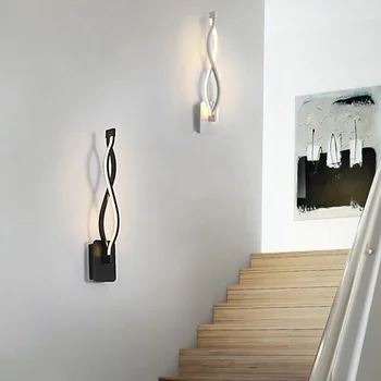 Led duvar ışık alüminyum alaşım dalga tasarım duvar ışık ev yatak odası koridor merdiven duvara monte LED başucu lambası