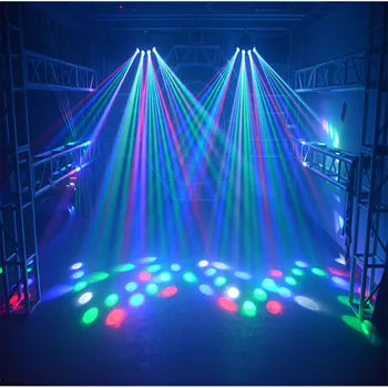 LED dört göz fan şeklinde lazer ışığı dört kafa tarama ışığı DJ ekipmanları sahne ışık performansı disko parti ışığı