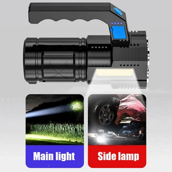 LED el feneri USB şarj edilebilir el feneri Ultra Güçlü meşale ışık Taşınabilir Lamba Kamp projektör Dış Aydınlatma