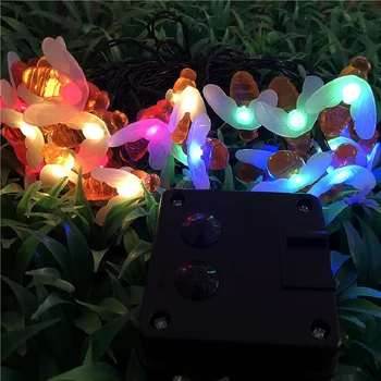LED perili dizi lamba güneş arı ışıkları bahçe çit Yard Noel çelenk ışıkları Su Geçirmez açık sevimli arılar