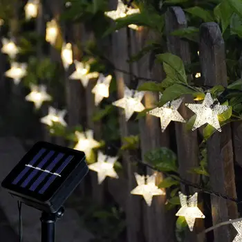 LED yıldız Peri ışık zinciri Güneş Enerjisi Açık Su Geçirmez Bahçe Festoon Yeni Yıl Garland Düğün Ev Noel Dekorasyon