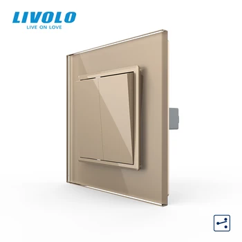 Livolo AB Standardı 2 Çeteleri,2 Yollu Push Button Ev Duvar Anahtarı, lüks Kristal Cam Panel,C7K2S-11/12,110-250 V 10A, tuş takımı Çapraz