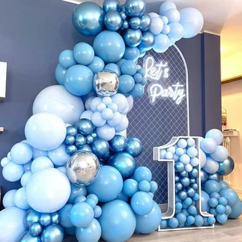 Mavi Balonlar Garland Kiti Balon Kemer Balon Bebek Duş Süslemeleri Erkek Veya Kız Bebek Vaftiz Doğum Günü Partisi Süslemeleri Çocuklar