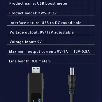 Mobil Güç Boost Güç Kaynağı Hattı DC 5V İçin DC 9V/12V Step-UP Modülü USB Dönüştürücü Adaptör Kablosu 2.1x5.5mm Fiş Yönlendirici İçin