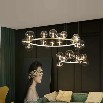 Modern altın gümüş Metal kolye ışıkları şeffaf cam fuaye restoran yatak odası asılı lamba G9 ampul iyi ambalaj tel ayarlanabilir