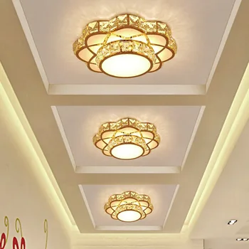 Modern çiçek altın tasarım kristal tavan koridor ışıkları moda koridor merdiven Entrace Plafonnier lamba sundurma salonu cilalar
