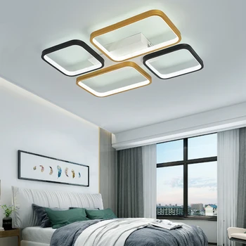 NEO Gleam Modern Led tavan ışıkları oturma odası yatak odası çalışma odası için AC110V 220V RC kısılabilir tavan lambası siyah + Altın bitmiş