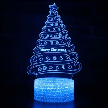 Noel Ağacı Gece Lambası Çocuklar için LED 3D Gece Lambası Başucu Lambası Uzaktan Kumanda ile 16 Renk Değişimi doğum günü hediyesi Erkek Kız
