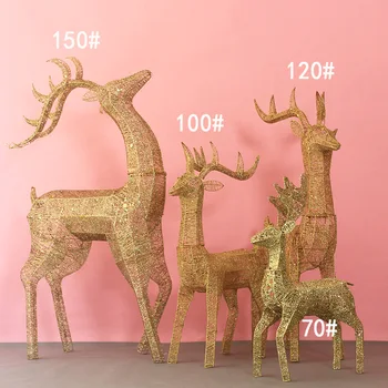 Noel Geyik Sepeti Süs Mini Ren Geyiği Elk Masaüstü Süs Ferforje Altın gümüş Kızak Arabası Masa Figürleri Süsler