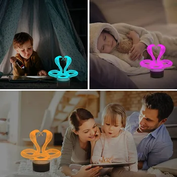 Nıghdn 3D Illusion Lamba Led Yılan Gece Lambası Çocuklar için Yatak Odası 16 Renk Uzaktan Kumanda ile USB Gece Lambası Bebek Kreş Hediye