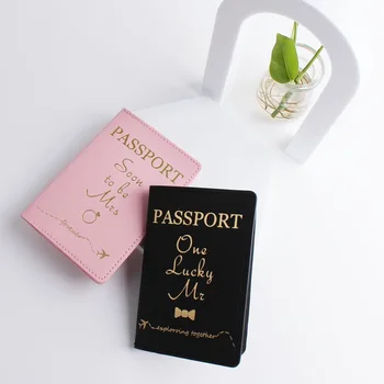 Sevgilisi Çift Pasaport Kapağı Sıcak Damgalama Basit Uçak Kadın Erkek Seyahat Düğün pasaport kapağı s Tutucu Moda Düğün Hediyesi