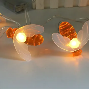 Sevimli bal arısı dize ışıkları arı açık bahçe veranda noel süslemeleri peri ışıkları Garland pil USB Powered cadılar bayramı