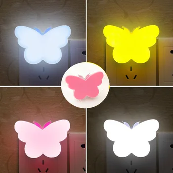 Sevimli kelebek ay otomatik ışık sensörü çocuk bebek yatak odası lambası 110/220V Ev dekorasyon için duvar boyaması Soket lambası gece ışıkları karikatür