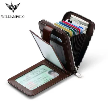 Williampolo RealCasual Kredi kart tutucu Mini Fermuar Çile Tasarım Küçük Kahverengi Kırmızı Vintage