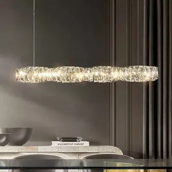 Yemek odası Modern Led dim kolye ışıkları lüks K9 Kristal Krom altın Metal asılı lamba Led askıya lamba Deco armatürleri