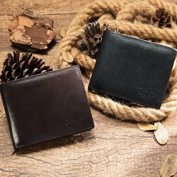 Yeni Hakiki deri cüzdan Erkek deri cüzdan Küçük Kısa Çanta kart tutucu Büyük Kapasiteli Erkek Cüzdan Para Cebi Cüzdan